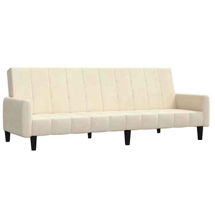 Canapea extensibilă 2 locuri, cu taburet, crem, catifea WALTI