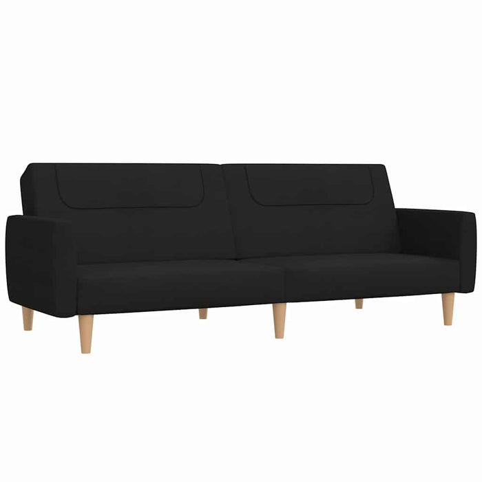 Canapea extensibilă cu taburet, 2 locuri, negru, textil WALTI