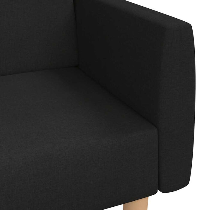 Canapea extensibilă cu taburet, 2 locuri, negru, textil WALTI