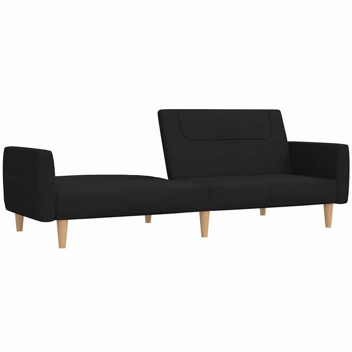 Canapea extensibilă cu taburet, 2 locuri, negru, textil WALTI