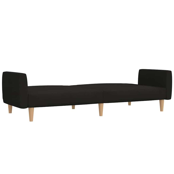 Canapea extensibilă cu taburet, 2 locuri, negru, textil WALTI