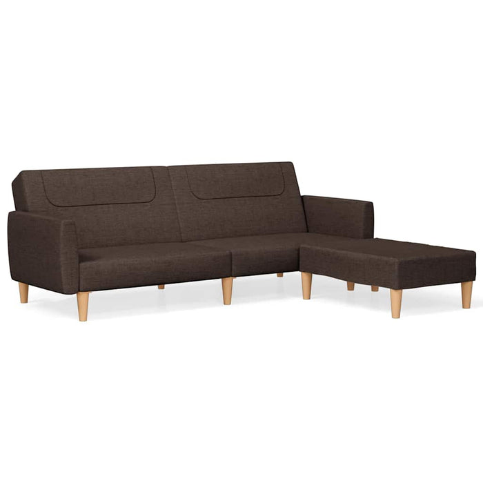 Canapea extensibilă cu taburet, 2 locuri, maro închis, textil WALTI