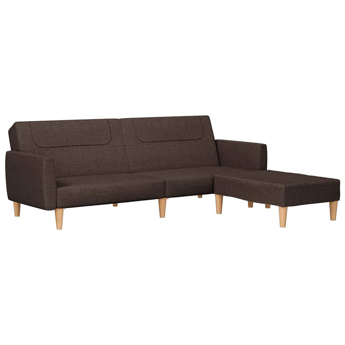Canapea extensibilă cu taburet, 2 locuri, maro închis, textil WALTI