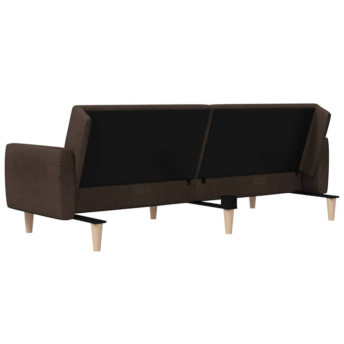 Canapea extensibilă cu taburet, 2 locuri, maro închis, textil WALTI