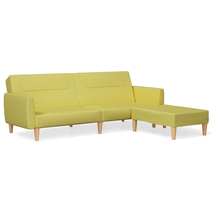 Canapea extensibilă cu taburet, 2 locuri, verde, textil WALTI