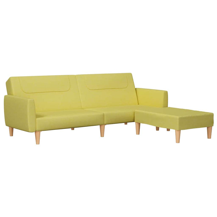 Canapea extensibilă cu taburet, 2 locuri, verde, textil WALTI