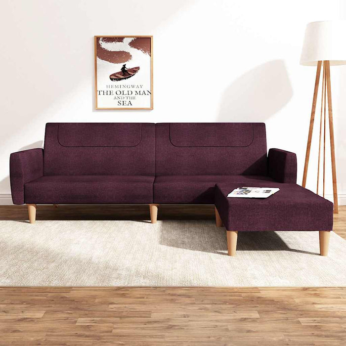 Canapea extensibilă cu taburet, 2 locuri, violet, textil WALTI