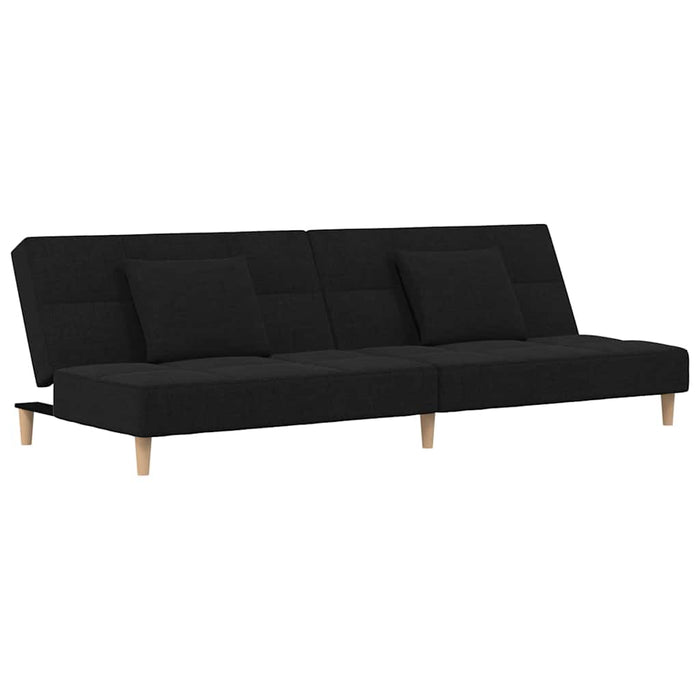 Canapea extensibilă cu 2 locuri 2 perne/taburet, negru, textil WALTI