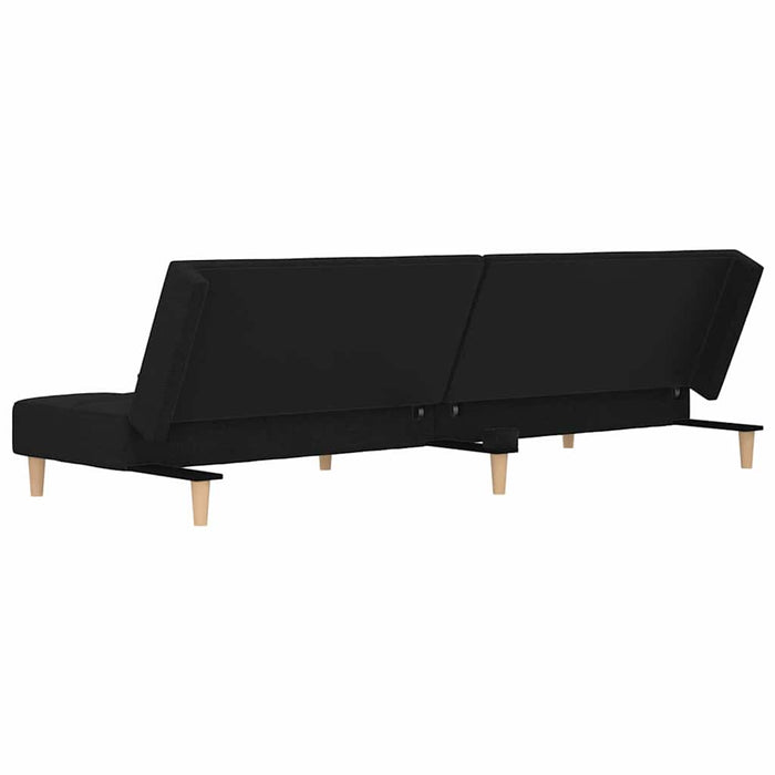 Canapea extensibilă cu 2 locuri 2 perne/taburet, negru, textil WALTI