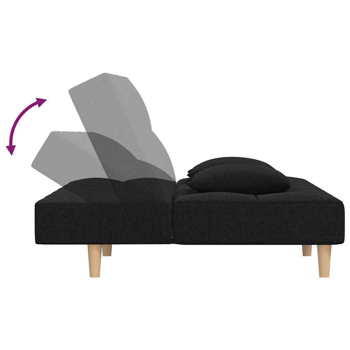 Canapea extensibilă cu 2 locuri 2 perne/taburet, negru, textil WALTI