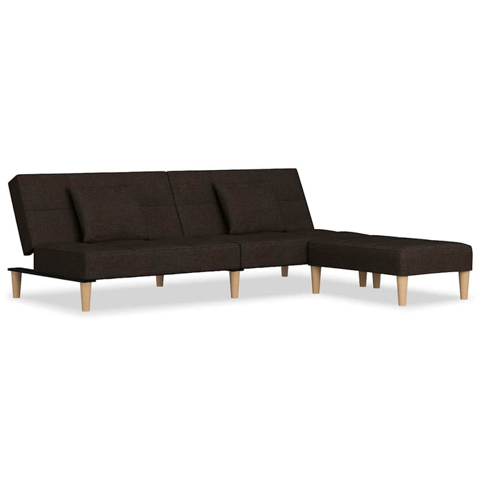 Canapea extensibilă 2 locuri,2 perne&taburet maro închis textil WALTI