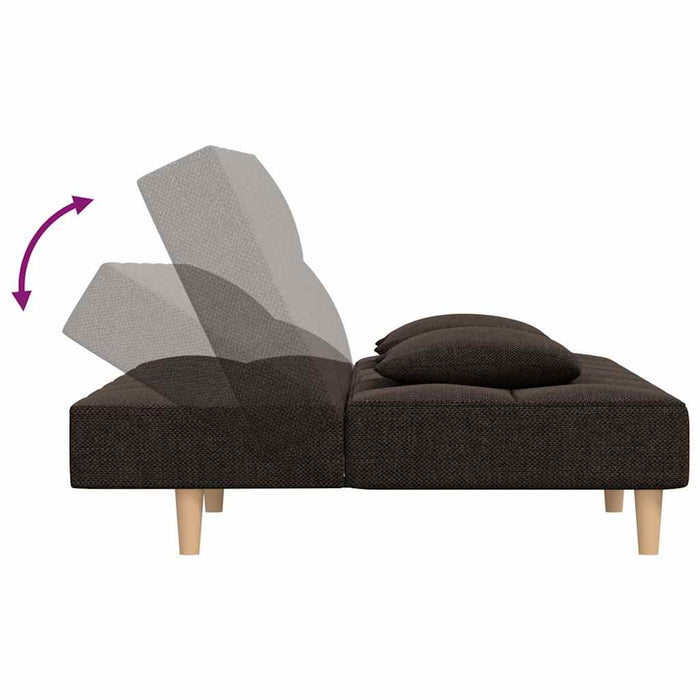 Canapea extensibilă 2 locuri,2 perne&taburet maro închis textil WALTI