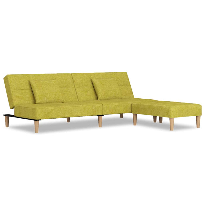 Canapea extensibilă 2 locuri 2 perne/taburet, verde, textil WALTI
