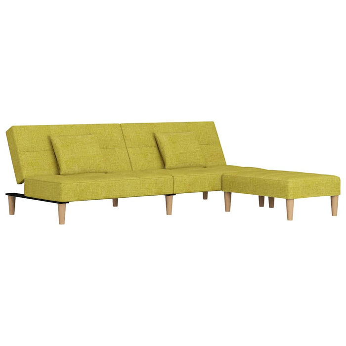 Canapea extensibilă 2 locuri 2 perne/taburet, verde, textil WALTI