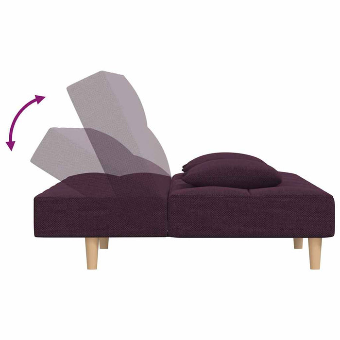 Canapea extensibilă 2 locuri, 2 perne&taburet, violet, textil WALTI