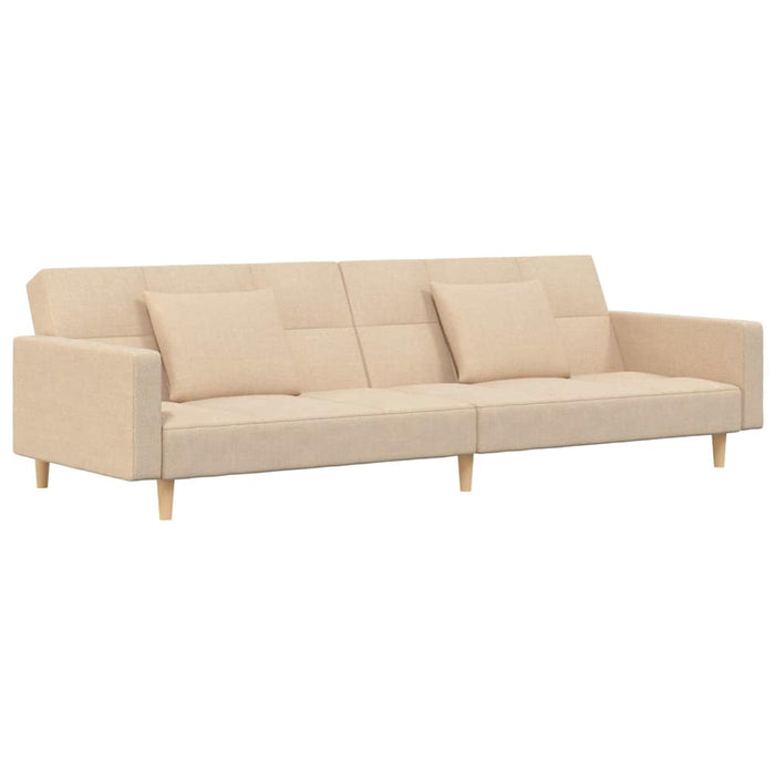 Canapea extensibilă cu 2 locuri, 2 perne/taburet, crem, textil WALTI