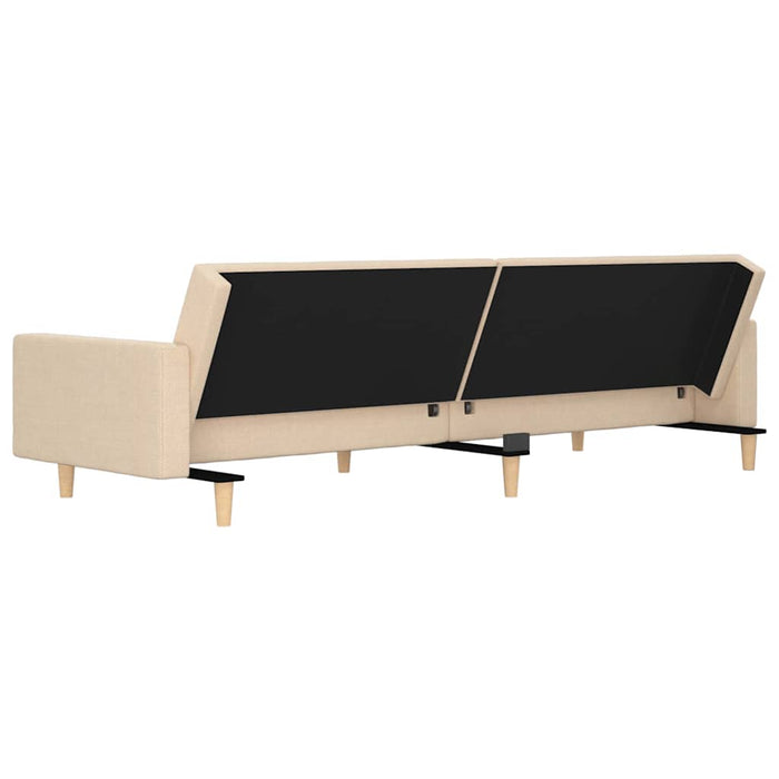 Canapea extensibilă cu 2 locuri, 2 perne/taburet, crem, textil WALTI