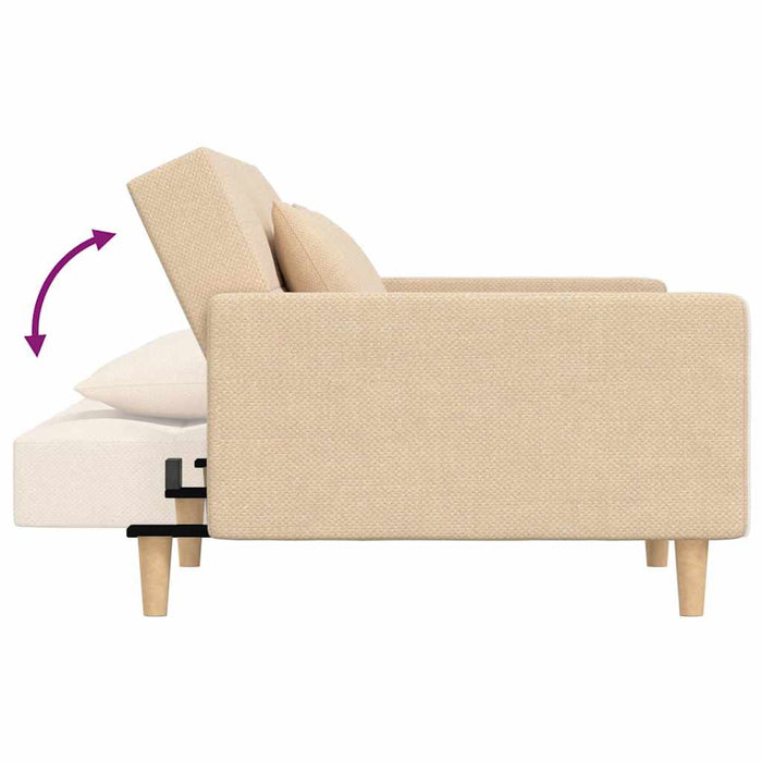 Canapea extensibilă cu 2 locuri, 2 perne/taburet, crem, textil WALTI