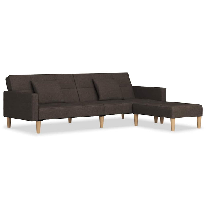 Canapea extensibilă cu 2 locuri 2 perne/taburet, negru, textil WALTI