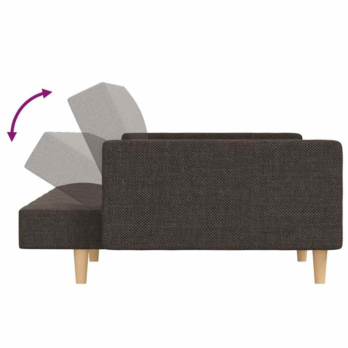Canapea extensibilă cu 2 locuri 2 perne/taburet, negru, textil WALTI