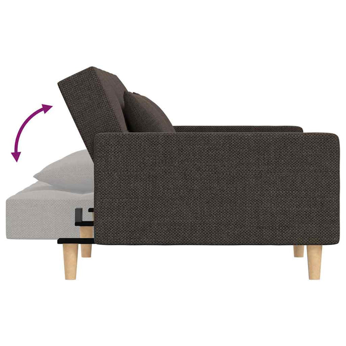 Canapea extensibilă cu 2 locuri 2 perne/taburet, negru, textil WALTI