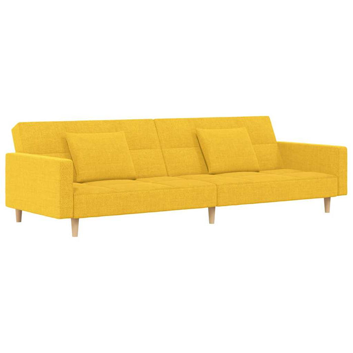 Canapea extensibilă 2 locuri, 2 perne/taburete, galben, textil WALTI
