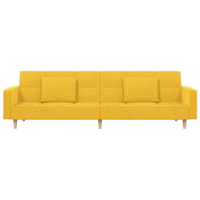 Canapea extensibilă 2 locuri, 2 perne/taburete, galben, textil WALTI