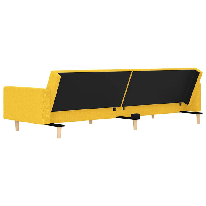 Canapea extensibilă 2 locuri, 2 perne/taburete, galben, textil WALTI