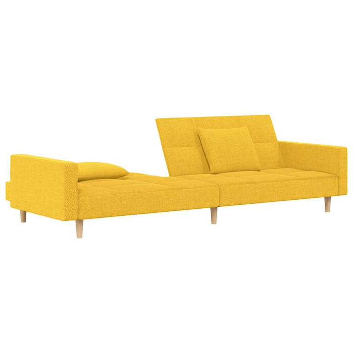 Canapea extensibilă 2 locuri, 2 perne/taburete, galben, textil WALTI