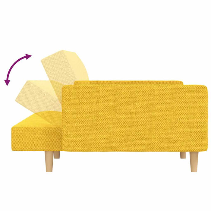 Canapea extensibilă 2 locuri, 2 perne/taburete, galben, textil WALTI