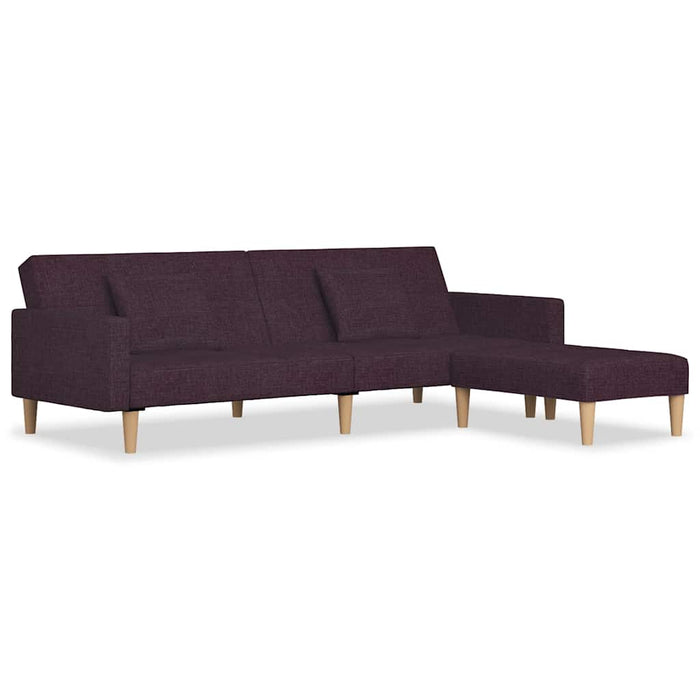 Canapea extensibilă 2 locuri, 2 perne&taburet, violet, textil WALTI