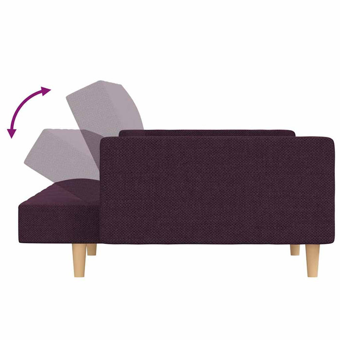 Canapea extensibilă 2 locuri, 2 perne&taburet, violet, textil WALTI