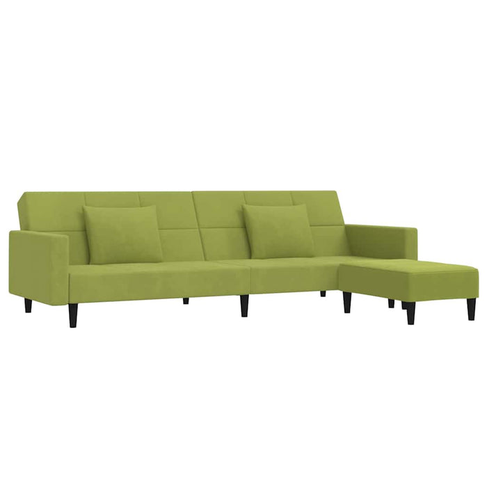 Canapea extensibilă cu 2 locuri 2 perne/taburet, verde, catifea WALTI