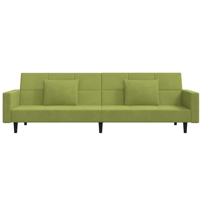 Canapea extensibilă cu 2 locuri 2 perne/taburet, verde, catifea WALTI