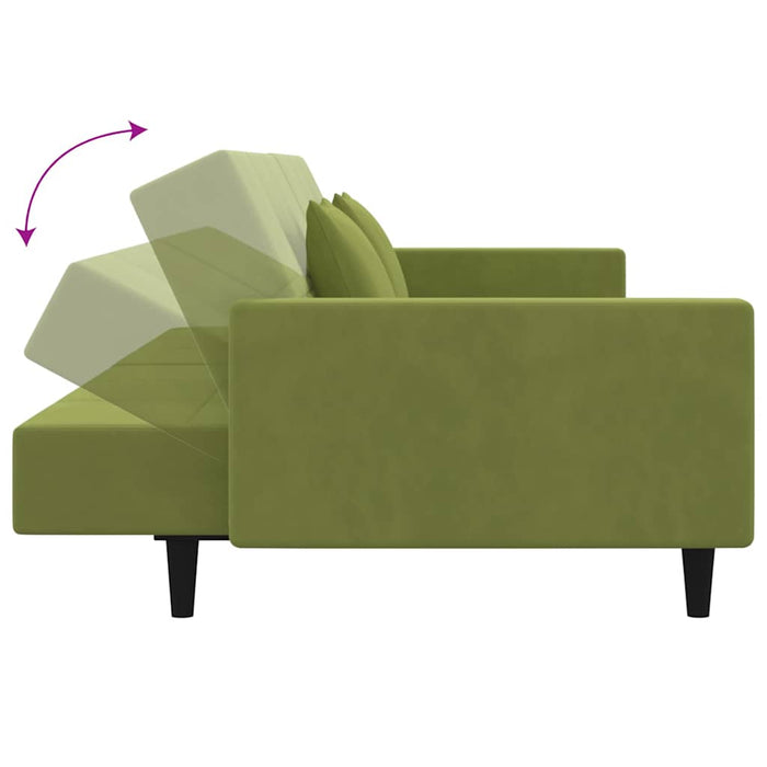 Canapea extensibilă cu 2 locuri 2 perne/taburet, verde, catifea WALTI