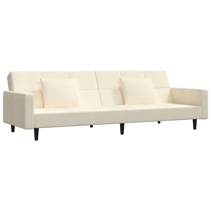 Canapea extensibilă cu 2 locuri, 2 perne/taburet, crem, catifea WALTI