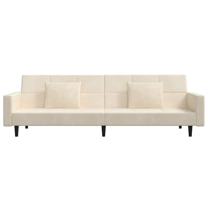 Canapea extensibilă cu 2 locuri, 2 perne/taburet, crem, catifea WALTI