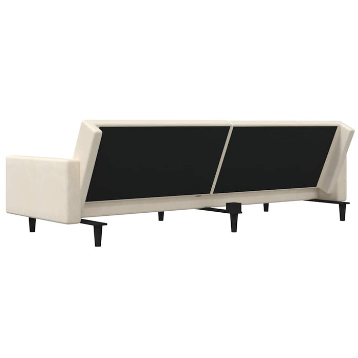 Canapea extensibilă cu 2 locuri, 2 perne/taburet, crem, catifea WALTI