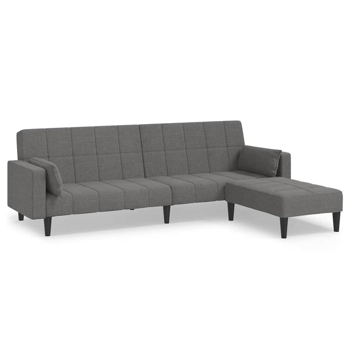 Canapea extensibilă 2 locuri 2 perne/taburet gri deschis textil WALTI