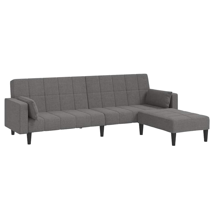 Canapea extensibilă 2 locuri 2 perne/taburet gri deschis textil WALTI