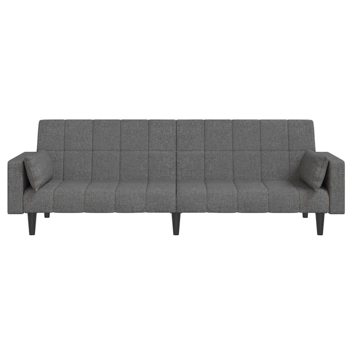 Canapea extensibilă 2 locuri 2 perne/taburet gri deschis textil WALTI