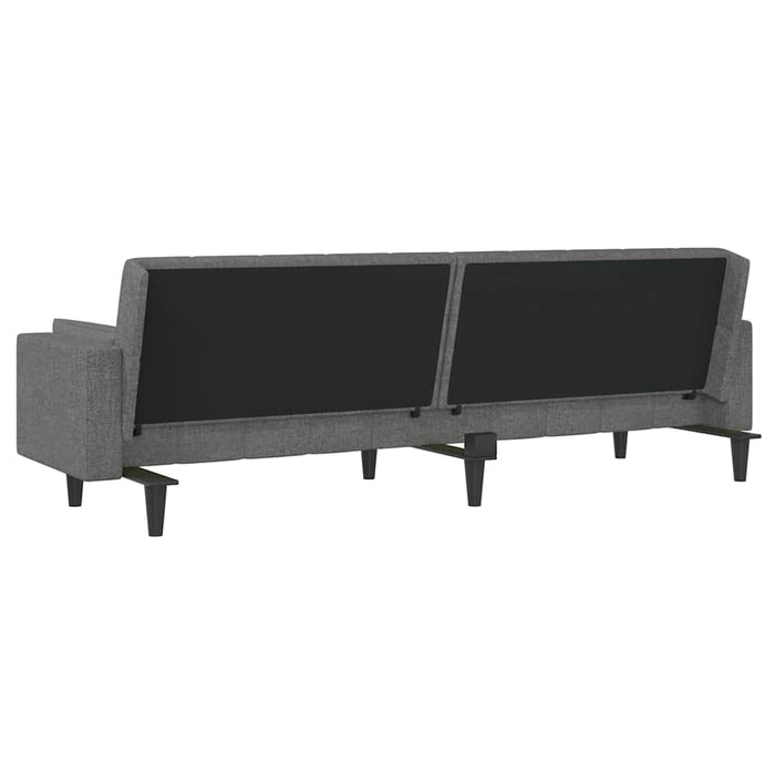 Canapea extensibilă 2 locuri 2 perne/taburet gri deschis textil WALTI