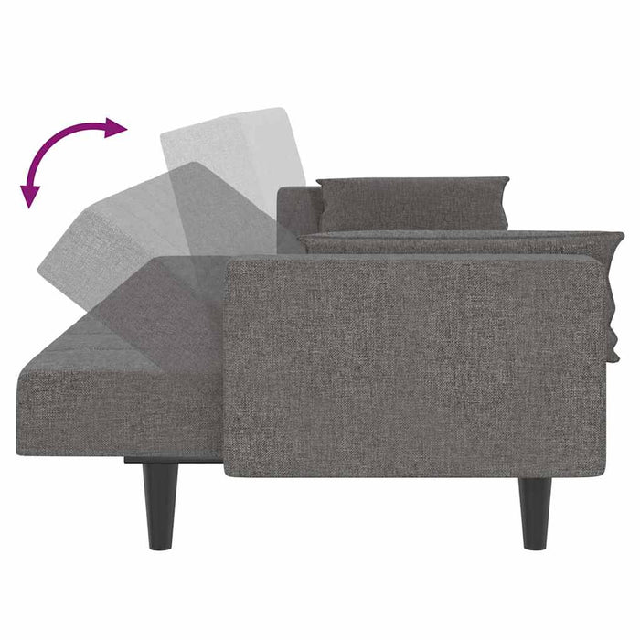 Canapea extensibilă 2 locuri 2 perne/taburet gri deschis textil WALTI