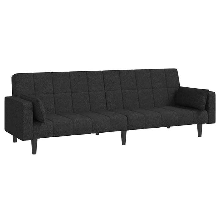 Canapea extensibilă 2 locuri, 2 perne/taburet, negru, textil WALTI