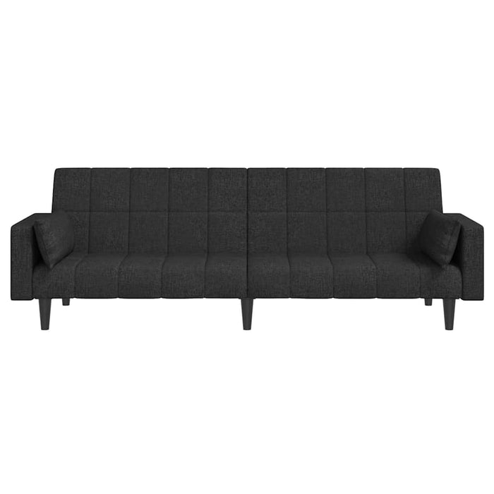Canapea extensibilă 2 locuri, 2 perne/taburet, negru, textil WALTI