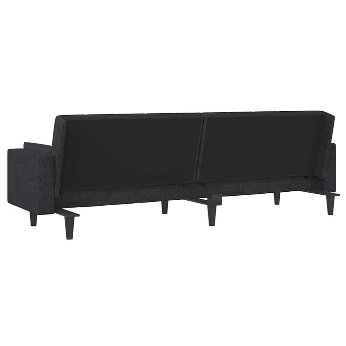 Canapea extensibilă 2 locuri, 2 perne/taburet, negru, textil WALTI