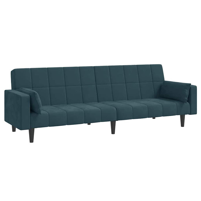 Canapea extensibilă 2 locuri,2 perne&taburet,albastru, catifea WALTI