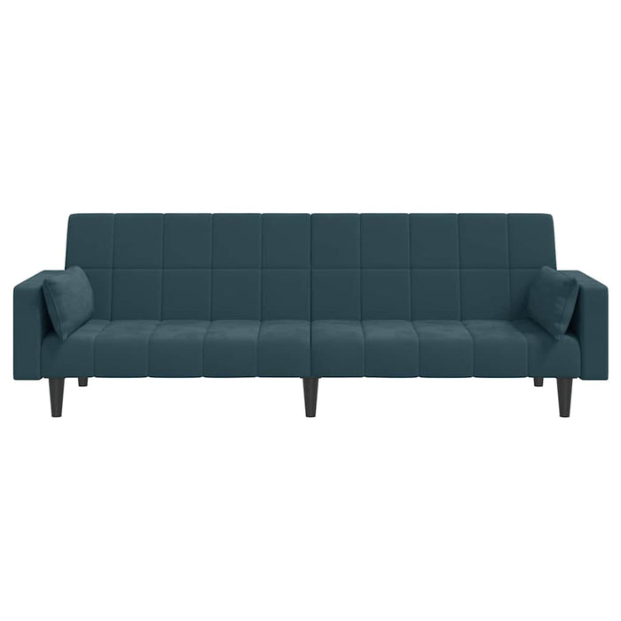 Canapea extensibilă 2 locuri,2 perne&taburet,albastru, catifea WALTI