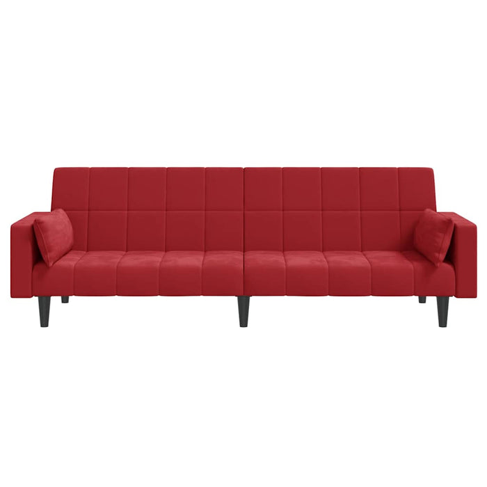Canapea extensibilă, 2 locuri 2 perne/taburet roșu vin catifea WALTI