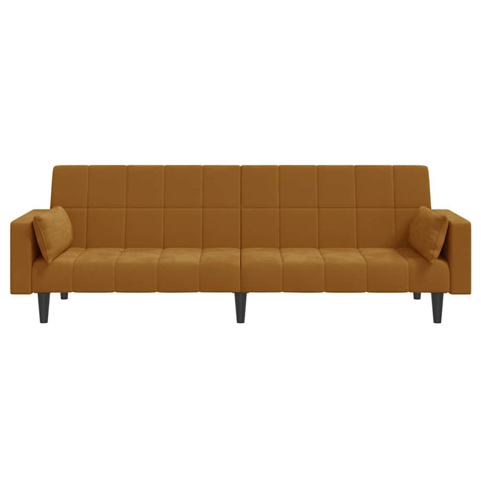 Canapea extensibilă cu 2 locuri 2 perne/taburet, negru, catifea WALTI